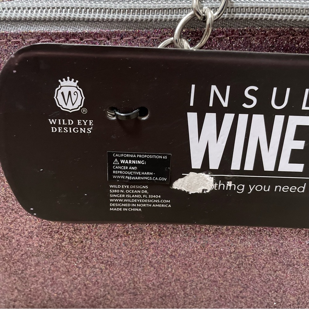 NEW Insulated Wine Bottle Carrier Bag Glitter Pink Silver Bow Stopper Bride - Picture 5 of 13